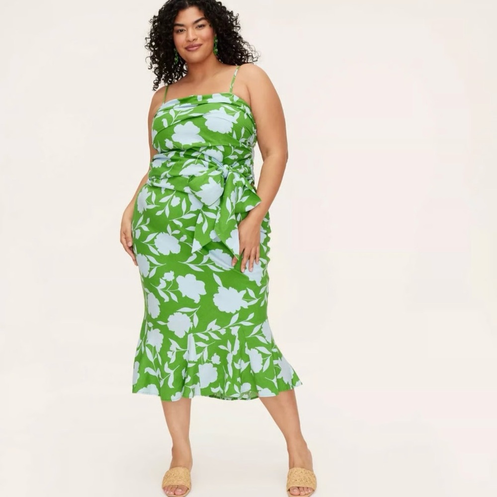 Kate Spade x Target Rose Floral Linen Fit Flare Midi Skirt & Ruched Top Set 2X